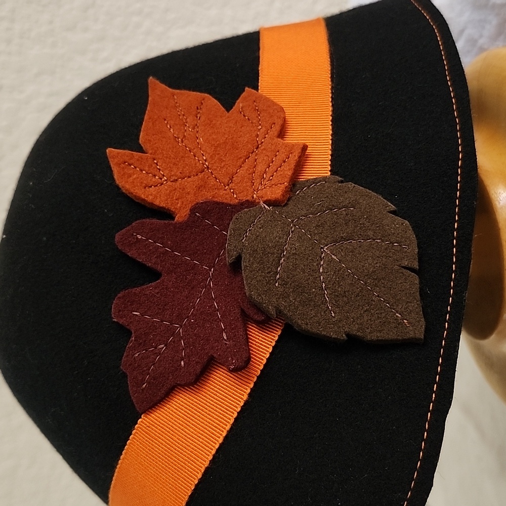 Handmade Black Cloche w Autumn Leaves🍁